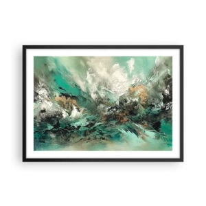Poster în ramă neagră - Fierbere negru-smarald - 70x50 cm