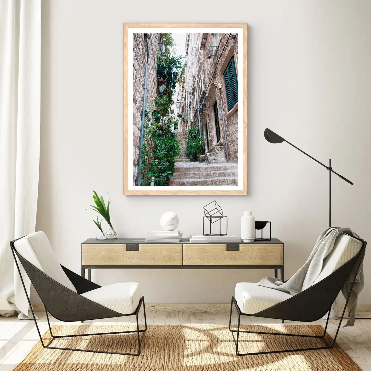 Poster în ramă de stejar deschis - Farmecul orașului vechi - 70x100 cm