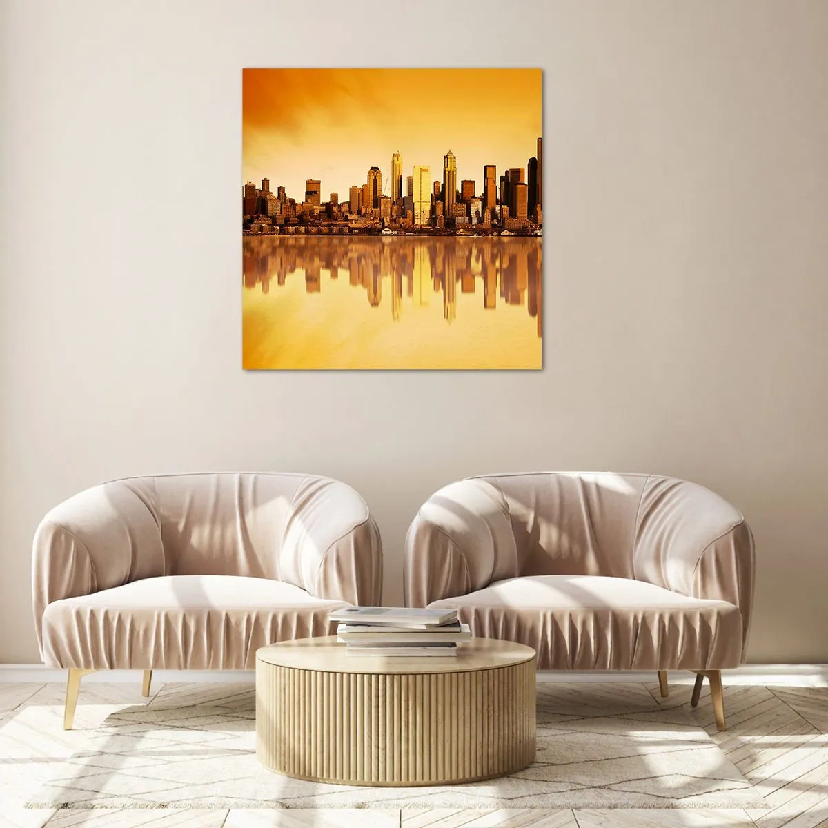 Tablou pe sticlă - Liniștea metropolei - 60x60 cm