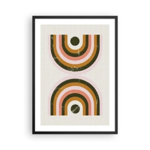 Poster în ramă neagră - Compoziție geometrică în stil retro - 50x70cm - Abstracție dublă - Decorațiune modernă pentru perete pentru living și dormitor ARTTOR