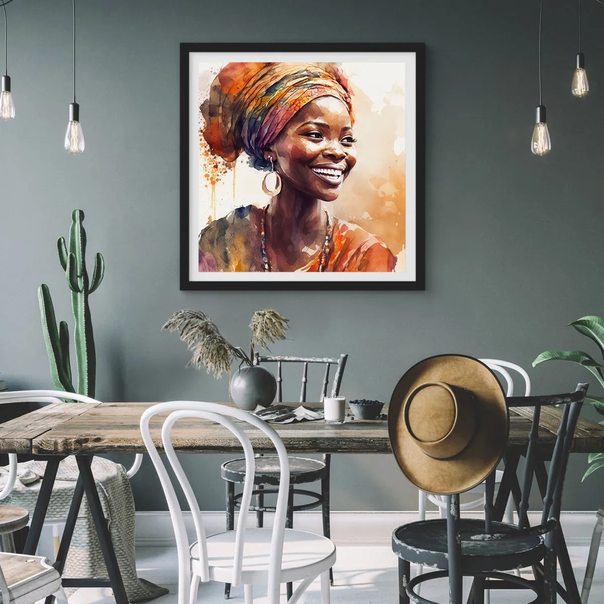 Poster în ramă neagră - Regina africană - 30x30 cm