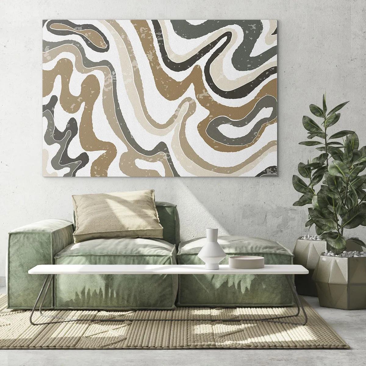 Tablou pe sticlă - Model abstract în culori pământii - 70x50cm - Meandrele culorilor pământului - Decorațiune modernă pentru perete pentru living și dormitor ARTTOR
