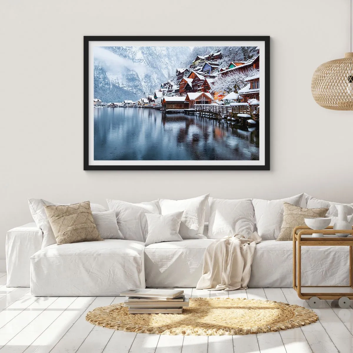 Poster în ramă neagră - În decor de iarnă - 91x61 cm