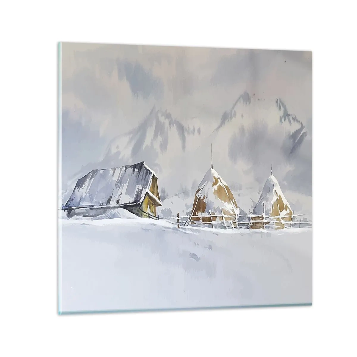 Tablou pe sticlă - Într-o vale înzăpezită - 50x50 cm