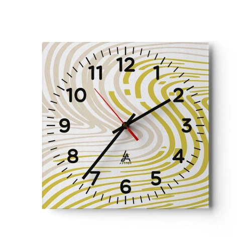 Ceas de perete - Ceas pe sticlă - Compoziție cu cambrare ușoară - 30x30 cm