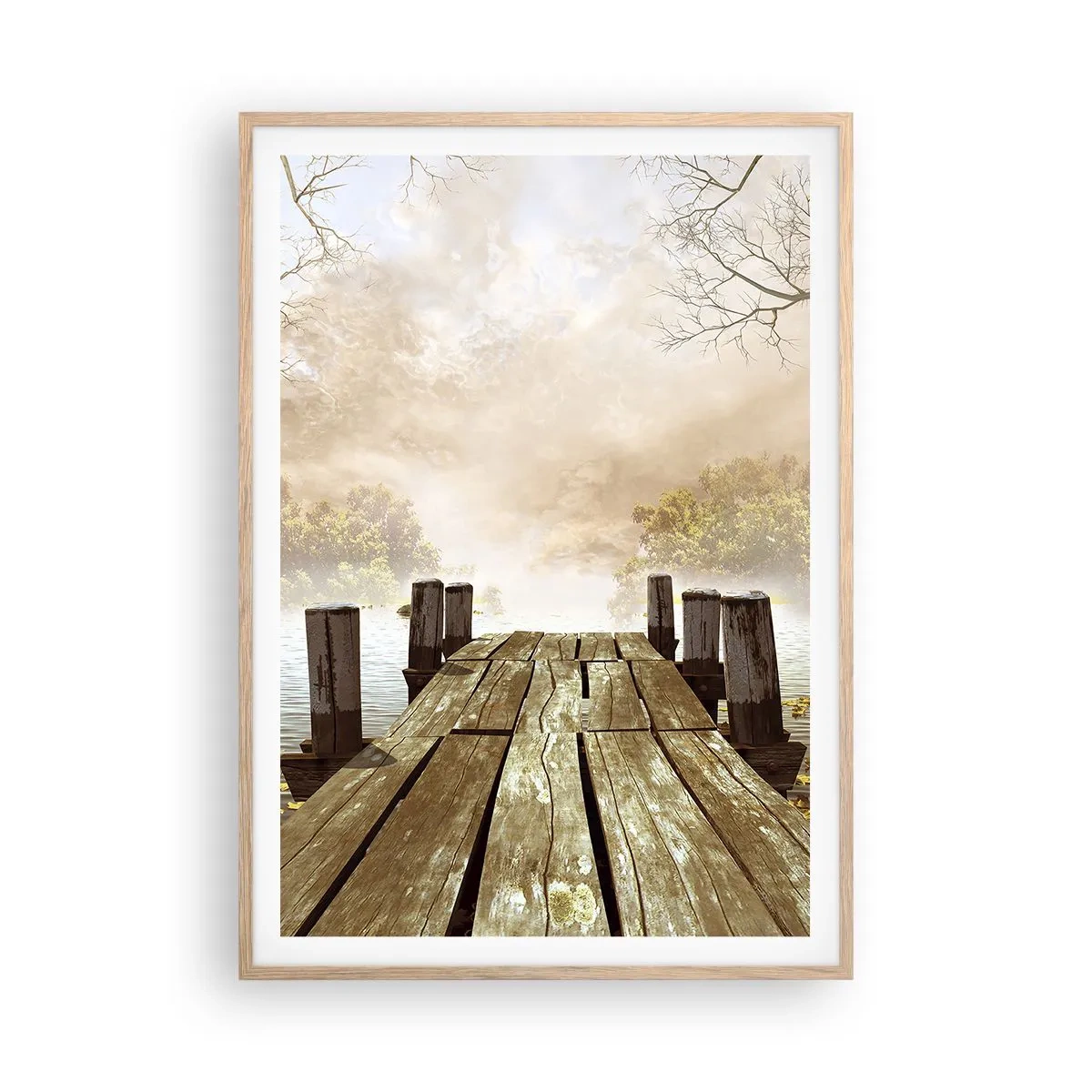 Poster în ramă de stejar deschis - Tristețea blândă a toamnei - 70x100 cm