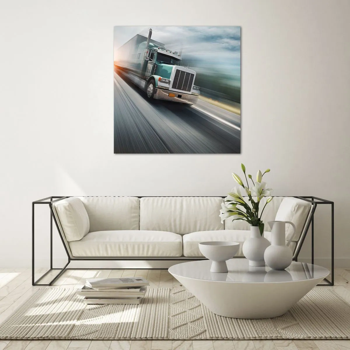 Tablou pe sticlă - Gigant american în mișcare - 60x60 cm