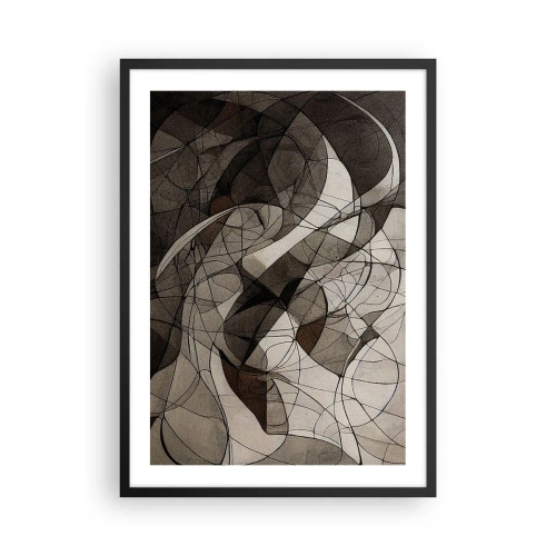 Poster în ramă neagră - Compoziție abstractă de linii și forme geometrice - 50x70cm - Circulația culorilor pământului - Decorațiune modernă pentru perete pentru living și dormitor ARTTOR
