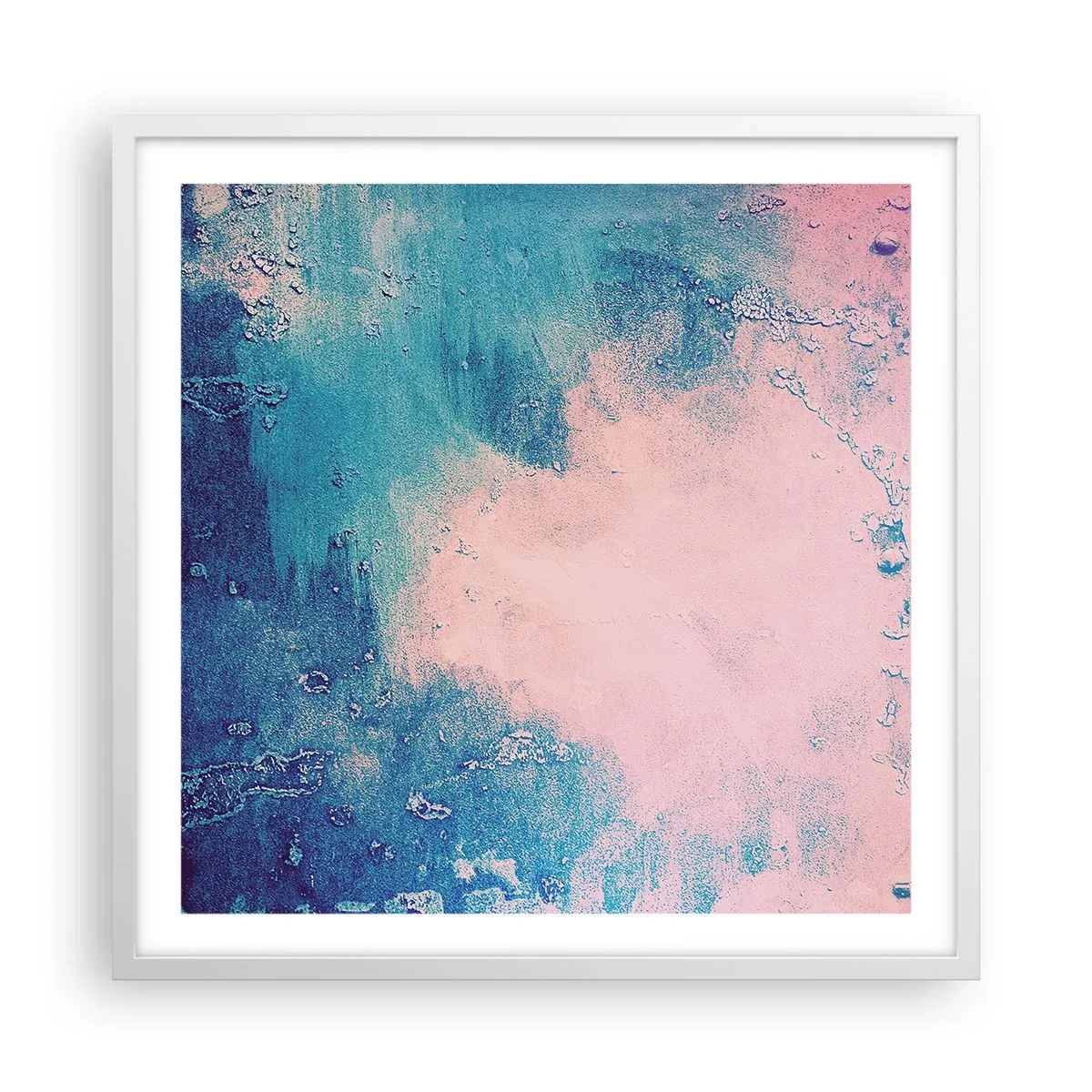 Poster în ramă albă - Îmbrățișare albastră - 60x60 cm