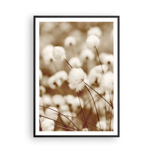 Poster în ramă neagră - Câmp pufos - 70x100 cm