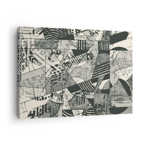 Tablou pe pânză Canvas - Modele geometrice abstracte în nuanțe de verde pe un fundal deschis - 70x50cm - Dinamica de astăzi - Decorațiune modernă pentru perete pentru living și dormitor ARTTOR