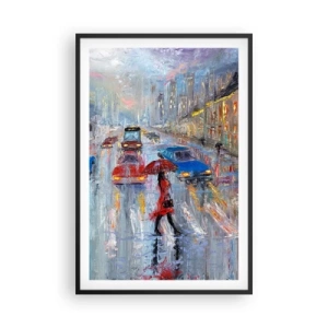 Poster în ramă neagră - O după-amiază ploioasă în oraș - 61x91 cm
