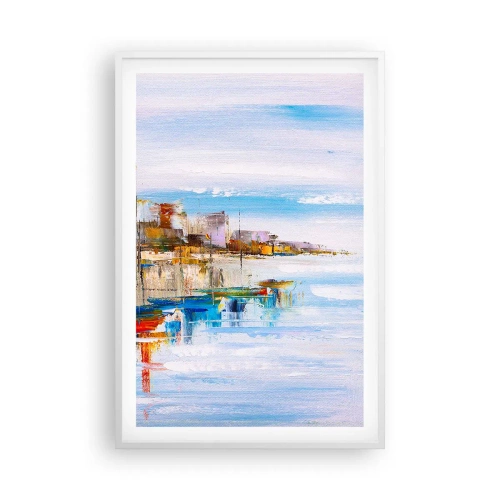 Poster în ramă albă - Port urban multicolor - 61x91 cm