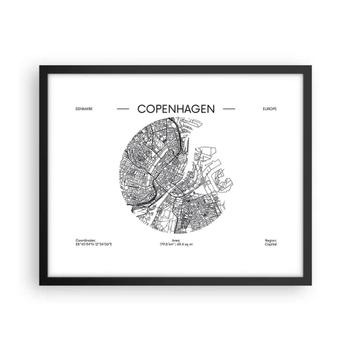 Poster în ramă neagră - Anatomia Copenhagăi - 50x40 cm
