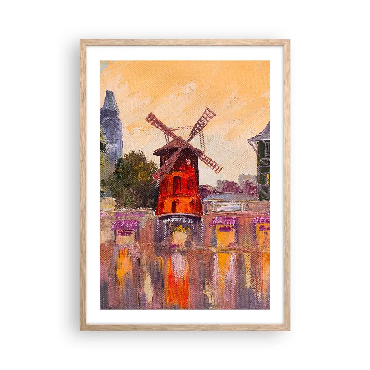 Poster în ramă de stejar deschis - Icoane pariziene - Moulin Rouge - 50x70 cm