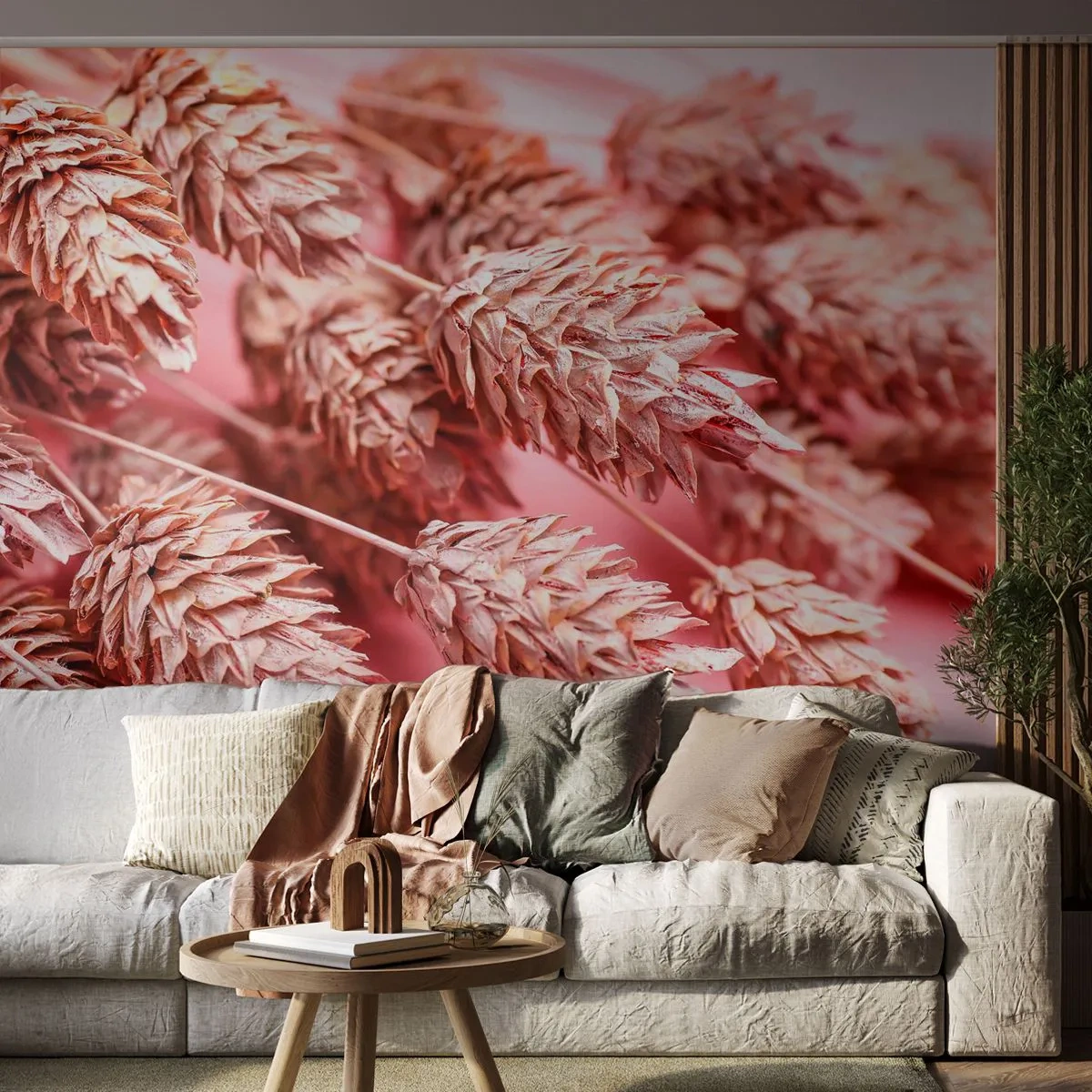 Tapet Premium Canvas - Cascadă florală în roz - Flori uscate, Buchet de flori, Flori - 350x256 cm