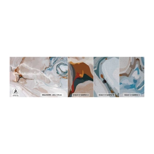 Mostră tapet Premium Sand - Meandre albastre sub alb - Abstracția, Bucată, Model modern - 100x30 cm