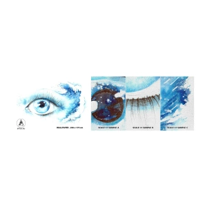 Mostră tapet Premium Canvas - Scufundă-te în albastrul privirii - Abstracția, Ochi, Bucată - 100x30 cm