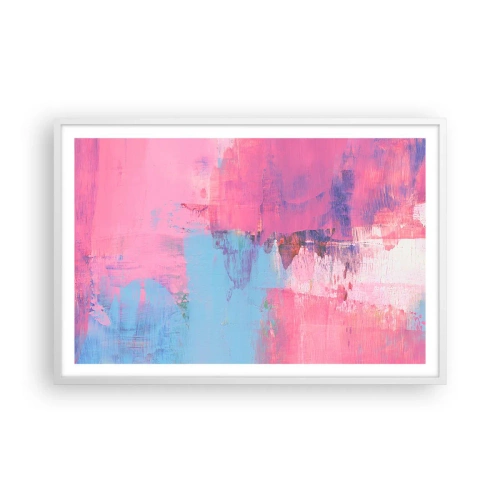 Poster în ramă albă - Roz, albastru și un strop de lumină - 91x61 cm