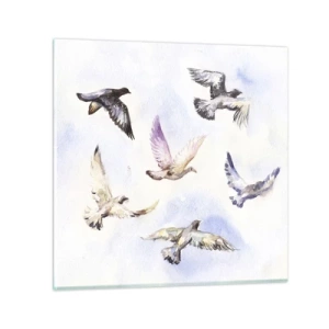 Tablou pe sticlă - Libertatea în gri și albastru - 40x40 cm