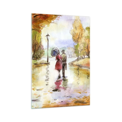 Tablou pe sticlă - Toamnă romantică în parc - 70x100 cm