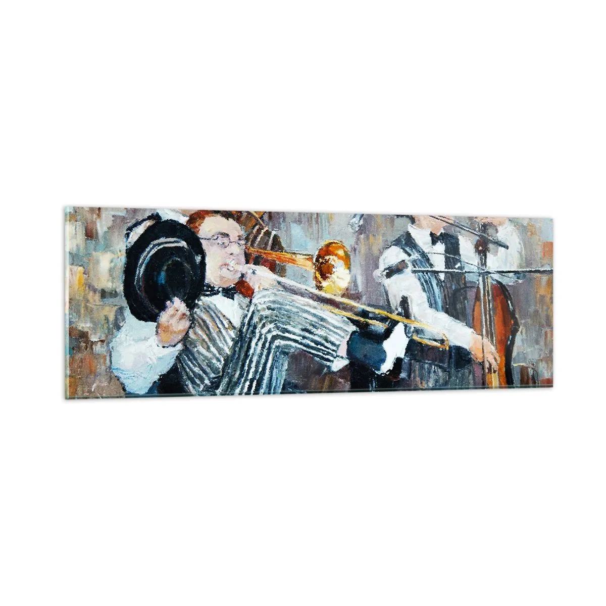 Tablou pe sticlă - Numai jazz - 90x30 cm
