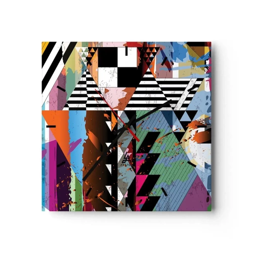 Ceas de perete - Ceas pe sticlă - Geometric și organic - 30x30 cm