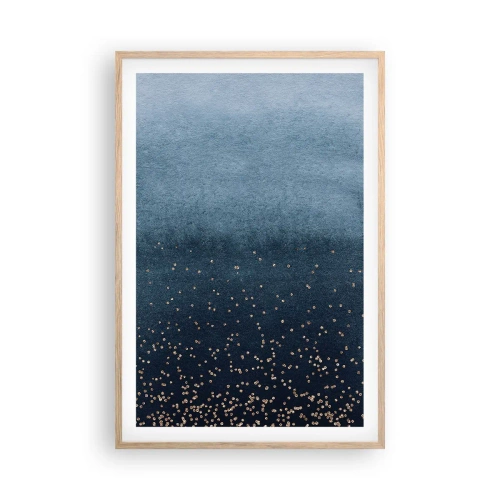 Poster în ramă de stejar deschis - Compoziție - faze albastre - 61x91 cm