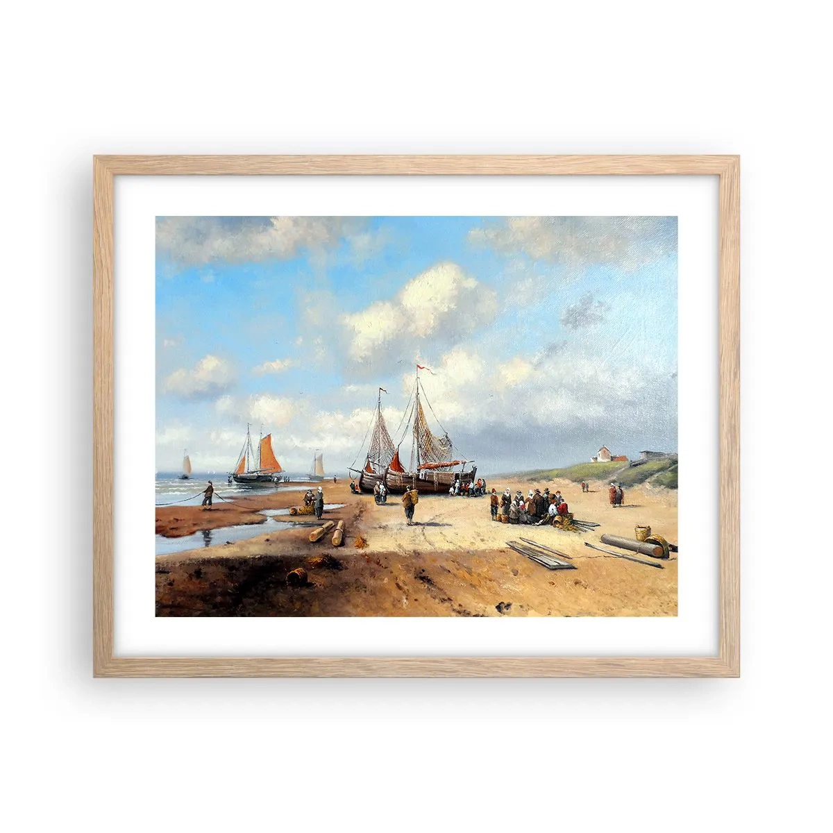 Poster în ramă de stejar deschis - Pescuit de succes - 50x40 cm