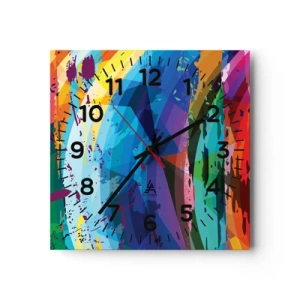 Ceas de perete - Ceas pe sticlă - Amețeli colorate - 40x40 cm