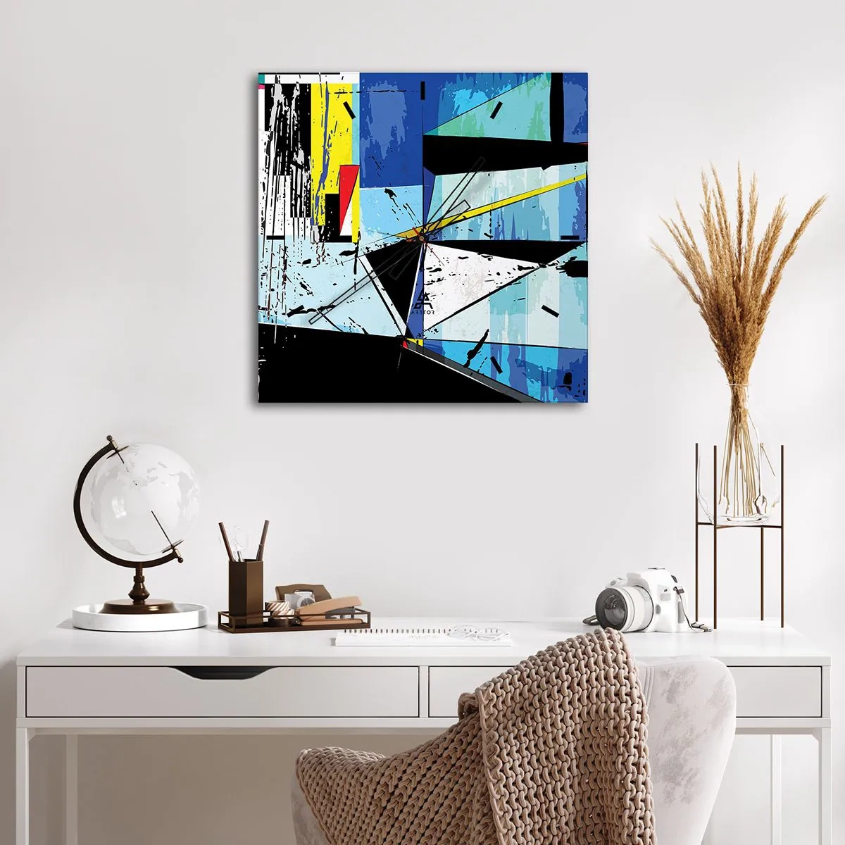 Ceas de perete - Ceas pe sticlă - Privind lumea dintr-un unghi... - 40x40 cm