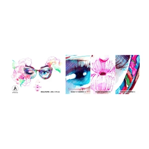 Mostră tapet autocolant Deluxe Sticker - O promisiune ispititoare - Abstracția, Ochi de femeie, Ochelari - 100x30 cm