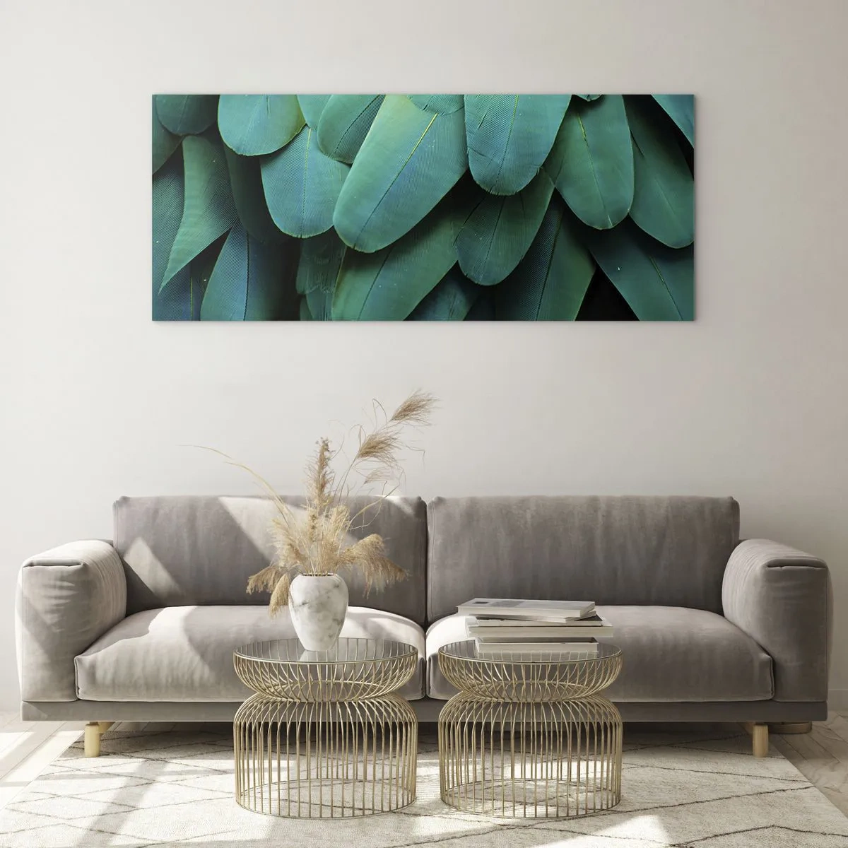 Tablou pe sticlă - Precizia naturii papagalicești - 100x40 cm