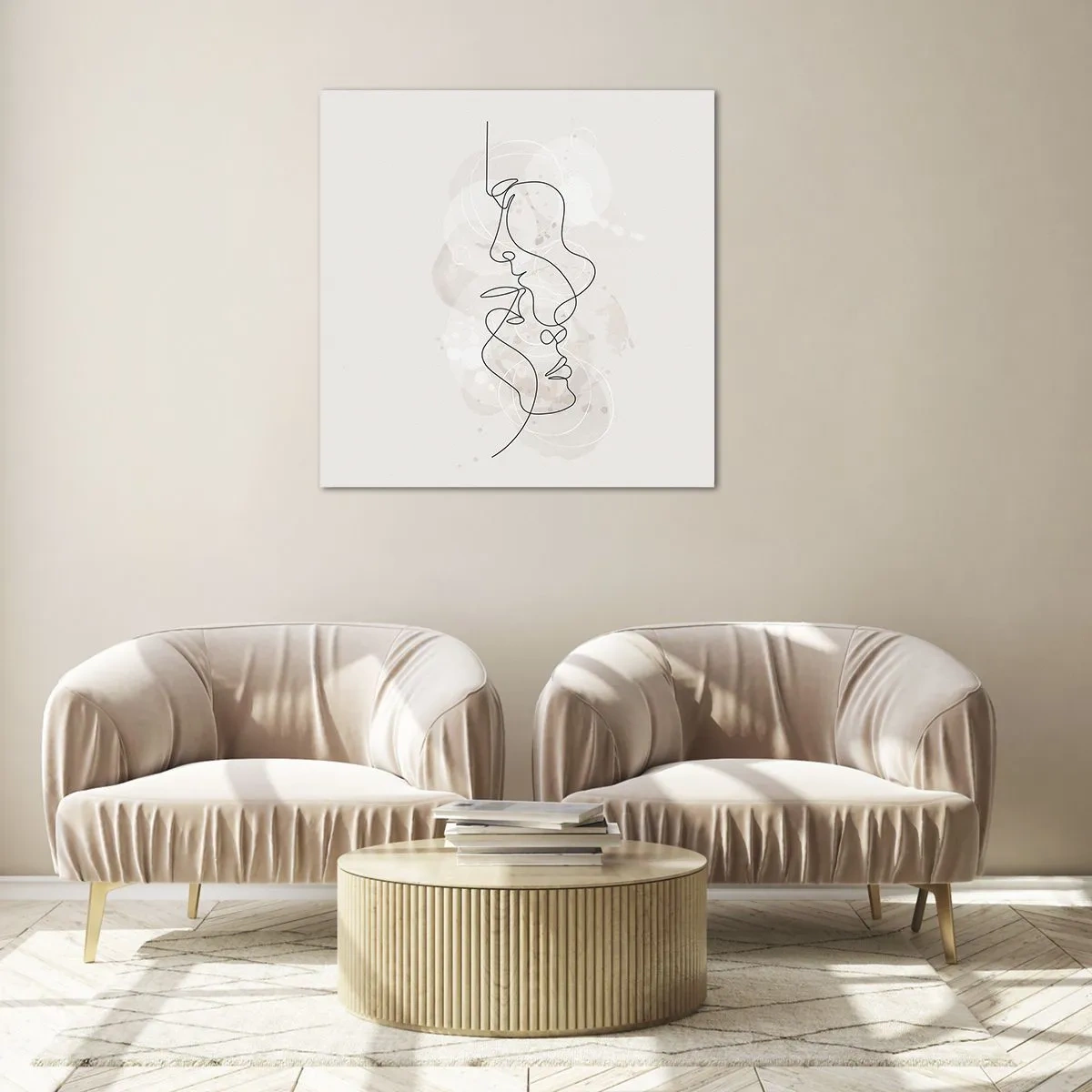 Tablou pe sticlă - Încurcați într-o îmbrățișare - 60x60 cm