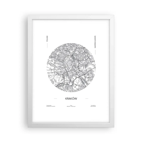 Poster în ramă albă - Anatomia Cracoviei - 30x40 cm