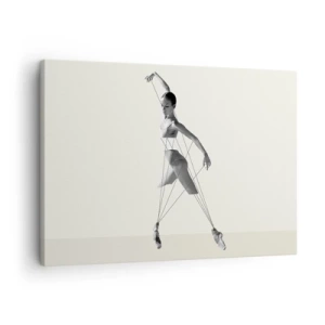 Tablou pe pânză Canvas - Balerină într-o interpretare geometrică cu linii - 70x50cm - Într-un teatru de lumină - Decorațiune modernă pentru perete pentru living și dormitor ARTTOR