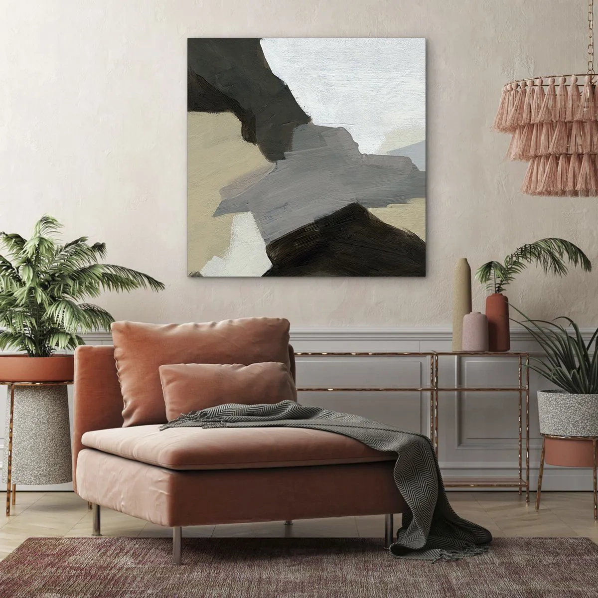 Tablou pe pânză - Abstracție: despărțirile griului - 60x60 cm