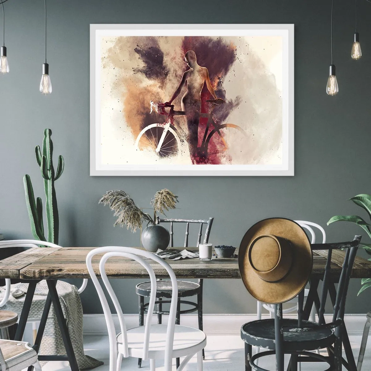 Poster în ramă albă - În forme de marmură sufletul ciclist - 100x70 cm
