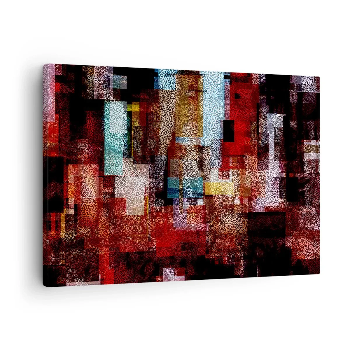 Tablou pe pânză Canvas - Abstracție geometrică în nuanțe intense de roșu - 70x50cm - Totul și nimic - Decorațiune modernă pentru perete pentru living și dormitor ARTTOR