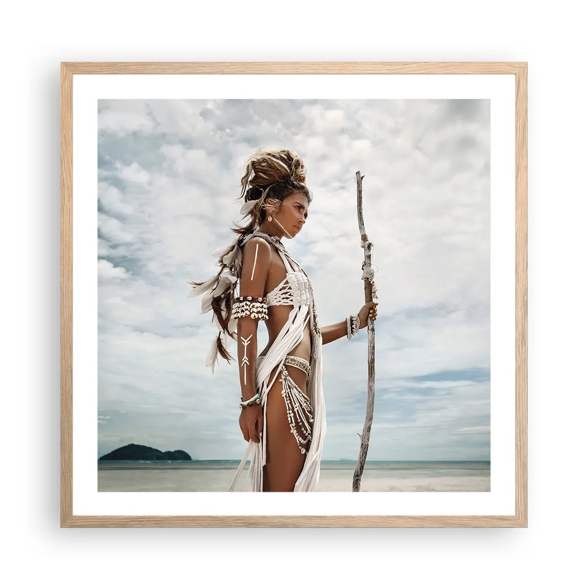 Poster în ramă de stejar deschis - Regina tropicelor - 60x60 cm