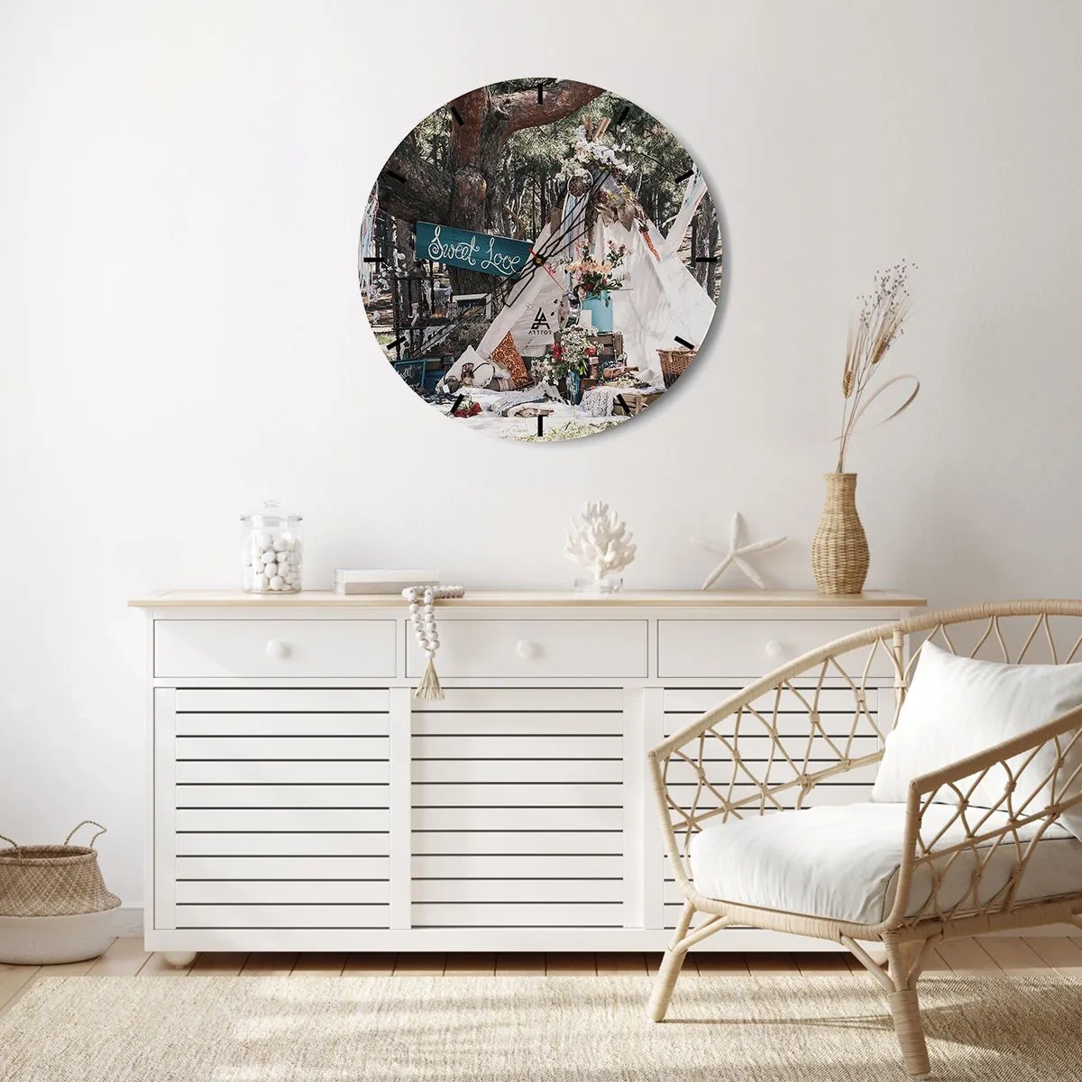 Ceas de perete - Ceas pe sticlă - Make love… - 30x30 cm