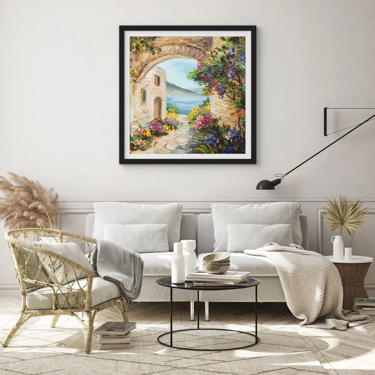 Poster în ramă neagră - Farmecul peisajului de coastă - 40x40 cm