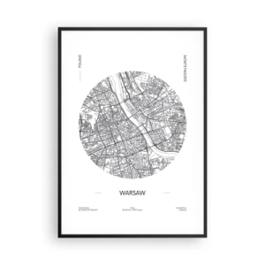 Poster în ramă neagră - Anatomia Varșoviei - 70x100 cm