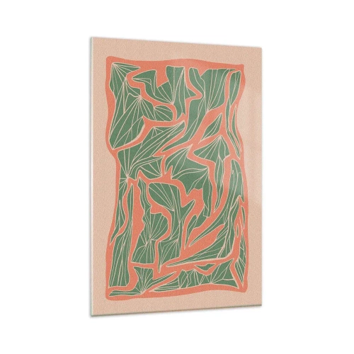 Tablou pe sticlă - Lupta dintre coral și verde - 80x120 cm