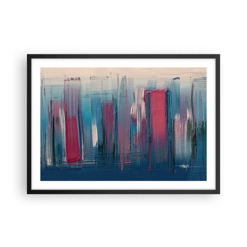 Poster în ramă neagră - Compoziție verticală în albastru și roșu - 70x50 cm