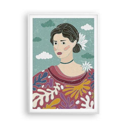 Poster în ramă albă - Cu melancolie în privire - 70x100 cm