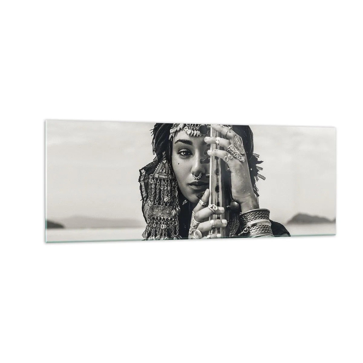 Tablou pe sticlă - Muzica orientală în sine - 140x50 cm