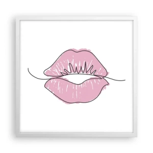 Poster în ramă albă - Vrei un sărut? - 50x50 cm