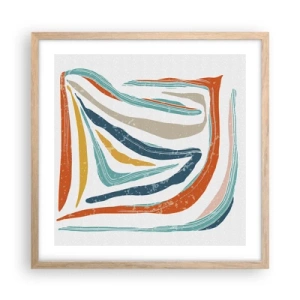 Poster în ramă de stejar deschis - Abstracție prietenoasă și zâmbitoare - 50x50 cm