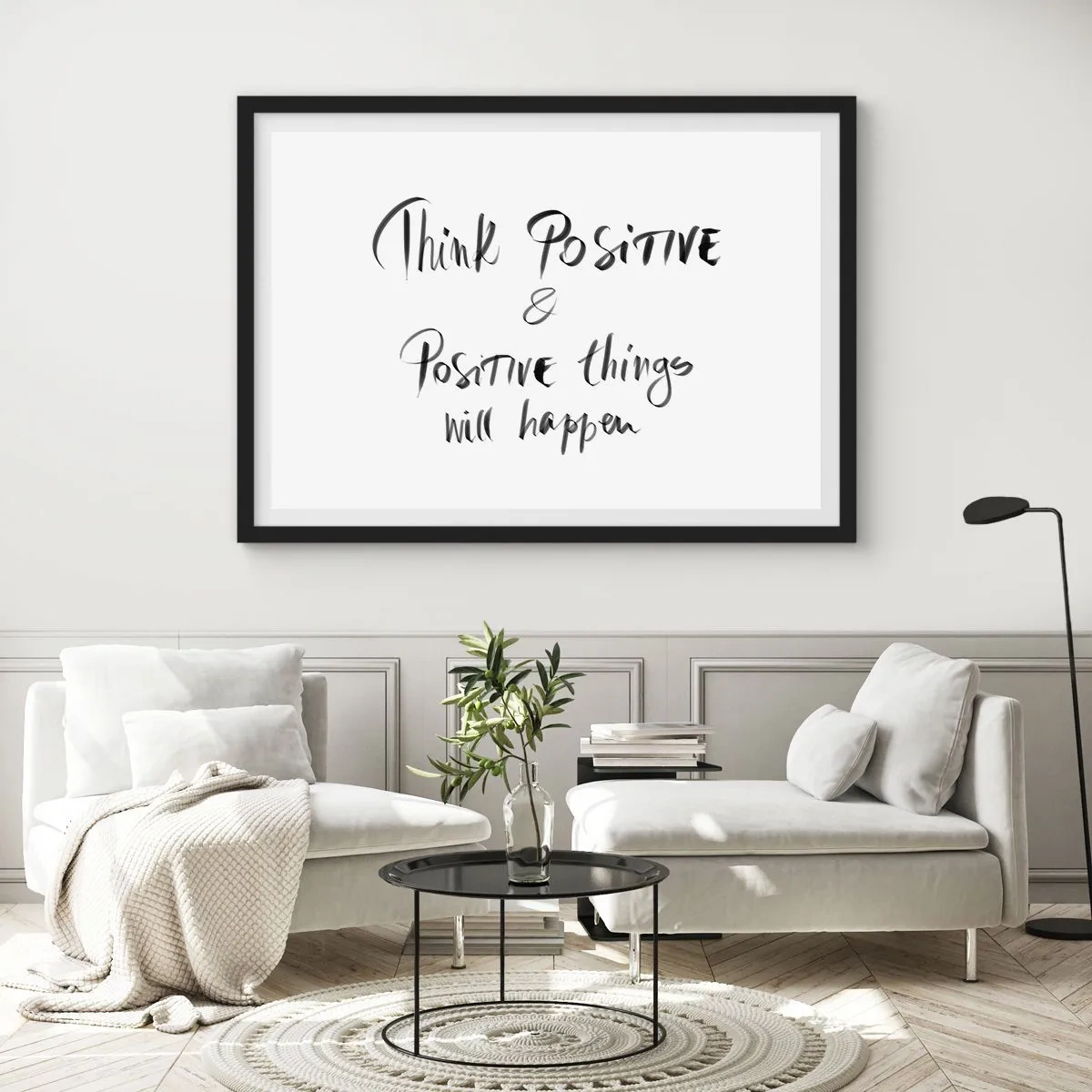 Poster în ramă neagră - Cum să trăim bine? - 70x50 cm